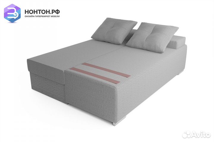 Диван еврокнижка Мадейра рогожка серая