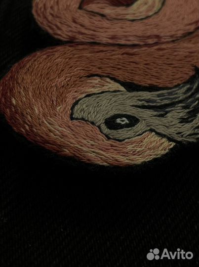 Брошь фламинго вышивка