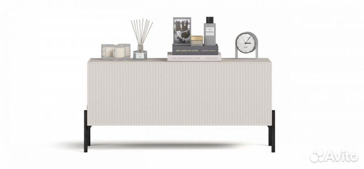 Тв Тумба boss line 100 Кашемир серый, Ваниль софт