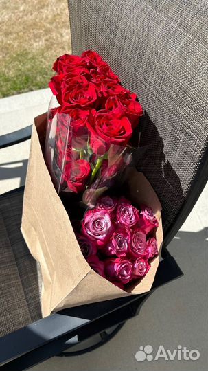 Букеты красных роз