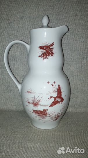 Большой кувшин СССР Охота фарфор лоз лзфи СССР