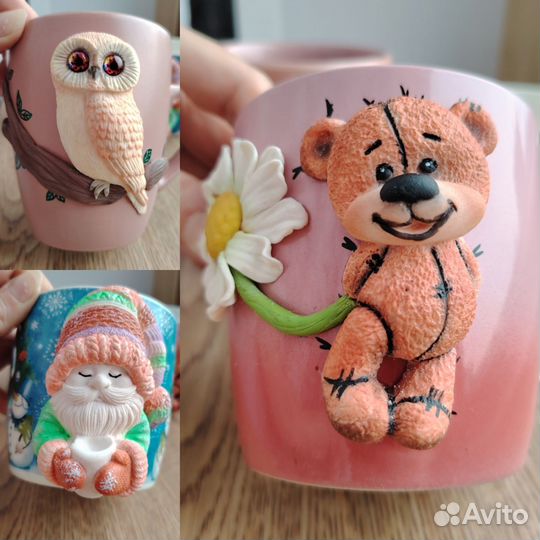 Кружка с декором из полимерной глины
