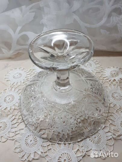Ваза для фруктов на ножке стекло СССР