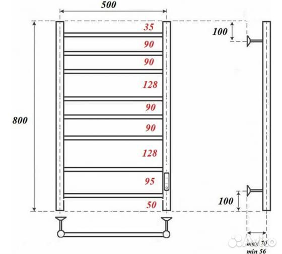 Электрический полотенцесушитель Point Аврора П8 50