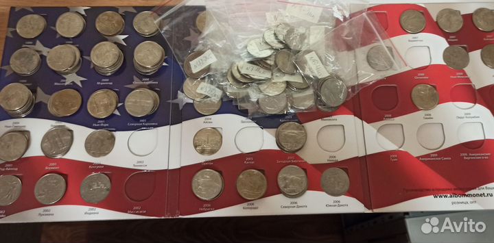 Квотеры США. Штаты. Много. Есть почти все штаты