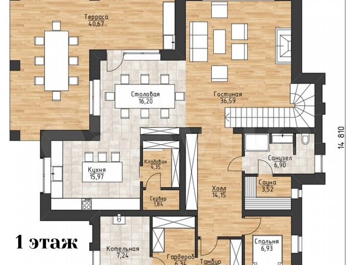 Коттедж 261 м² на участке 26,4 сот.