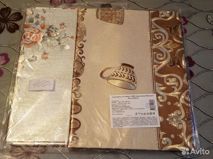 Новые льняные скатерти и большие салфетки на стол