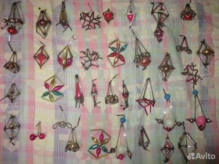 Елочные игрушки + стеклярус+ реставрация