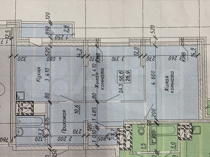 2-к. квартира, 56,6 м², 3/16 эт.