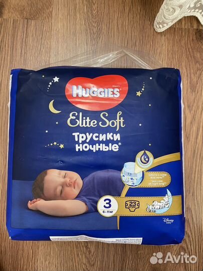 Huggies elite soft 3 (6-11кг) трусики ночные