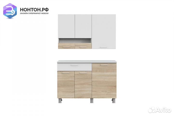 Кухня Аура 2.4 м белая / дуб сонома