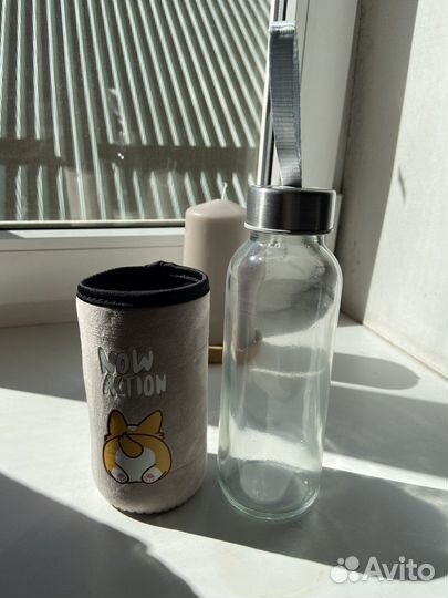 Бутылка для воды детская стеклянная в мягком чехле