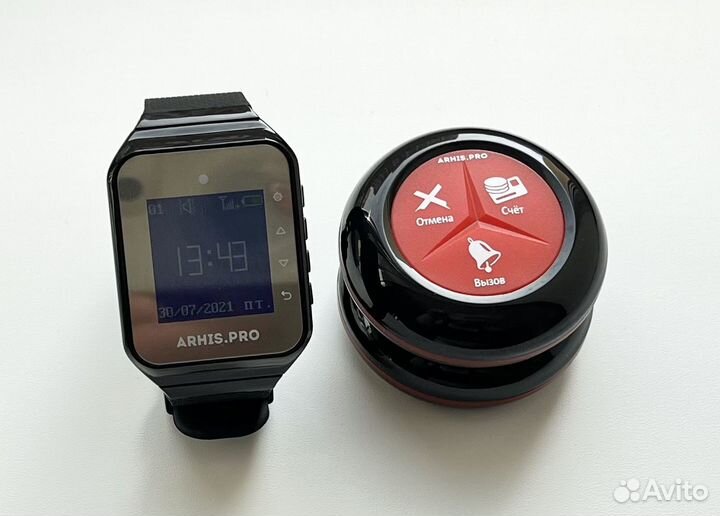 Премиальная кнопка вызова официанта и часы