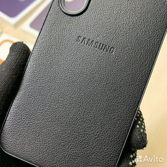 Чехол на Samsung S23 силикон под кожу черный