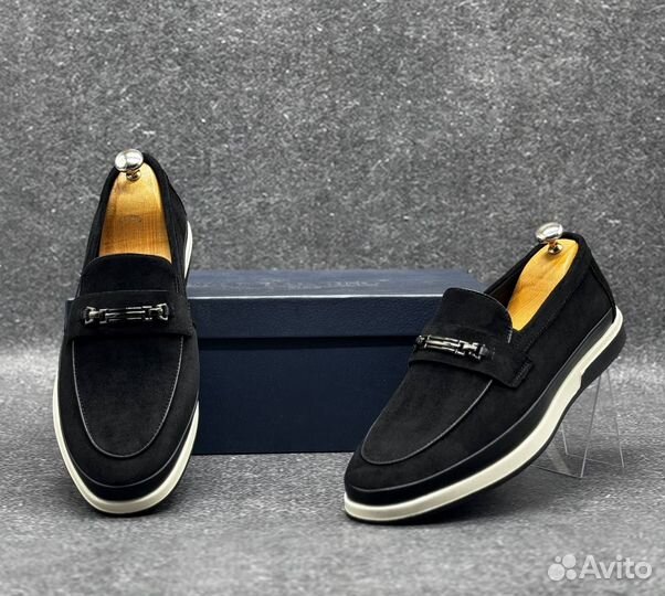 Лоферы мужские замшевые коричневые