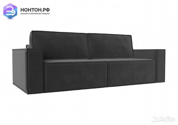 Диван еврокнижка Куба велюр серый