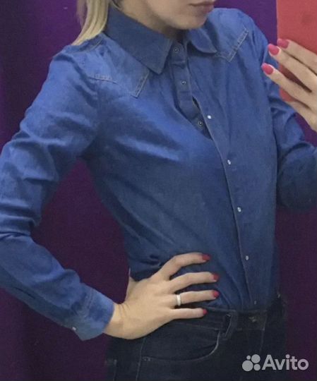 Джинсовая рубашка женская, 42 размер