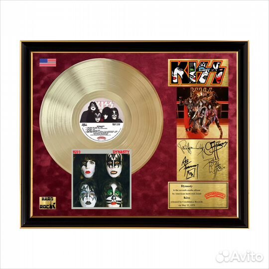 Kiss Dynasty золотой винил в рамке в вариациях