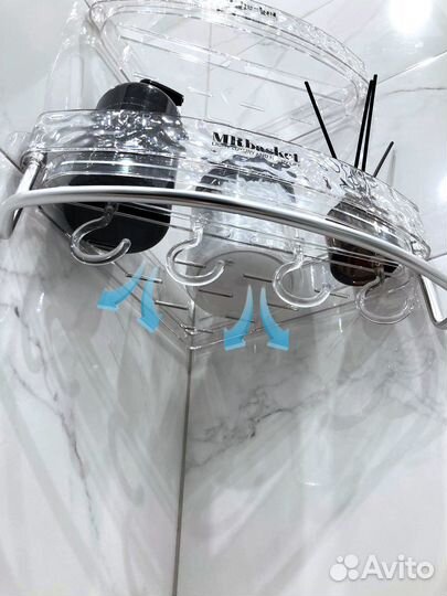 Угловая полка для ванной и кухни самоклеящаяся 1шт