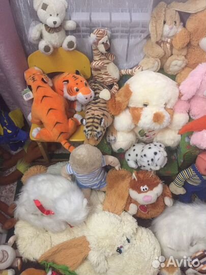 Мягкие игрушки Тигры Мишки Собачки Зайцы
