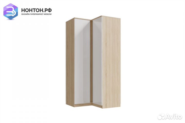 Шкаф угловой Челси белый глянец / дуб сонома