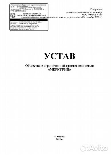 Готовое ООО, дата регистрации октябрь 2023