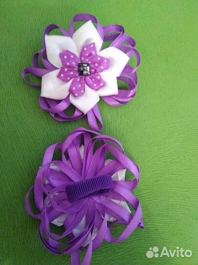 Заколка ободок резинки из лент для волос