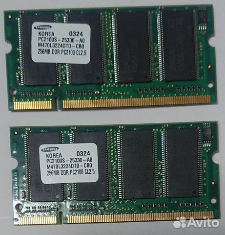 DDR sdram SO-dimm PC2100S по 256Mb Samsung Korea