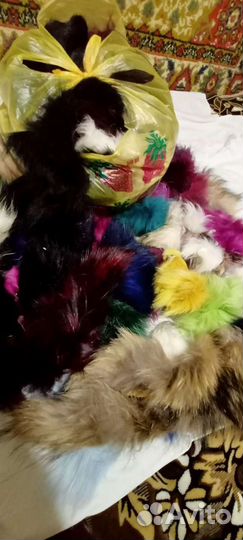 Кусочки меха енота разноцветные мех натуральный