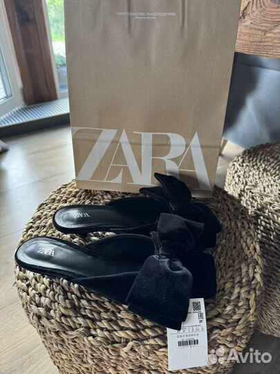 Мюли босоножки бархатные zara новые