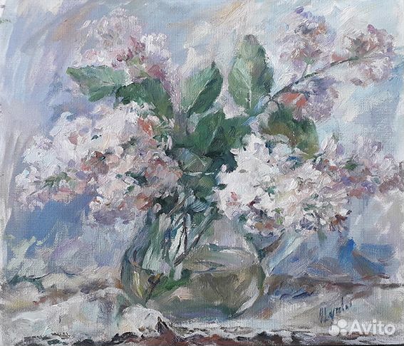 Картина маслом интерьерная живопись сирень цветы