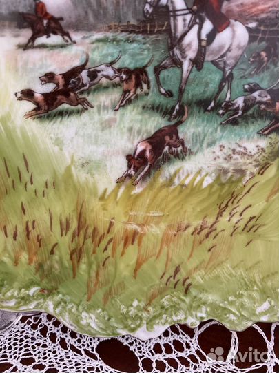 Антикварная тарелка Limoges. Охота. Франция