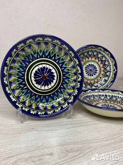 Лт1619С (19см.) тарелка порционная с синей каймой