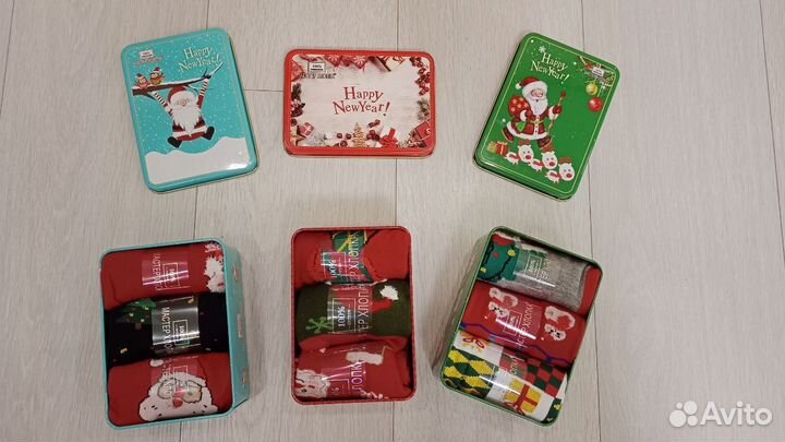 Носки новогодние подарочная упаковка р.37-41,41-46