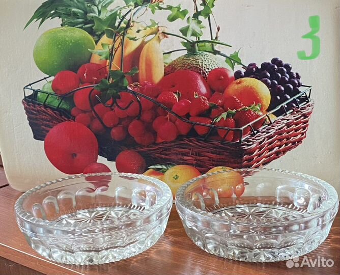 Хрустальные вазы, салатники, чайная пара