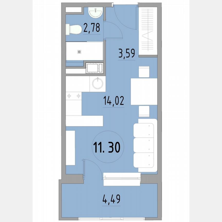 1-к. апартаменты, 26,7 м², 11/13 эт.