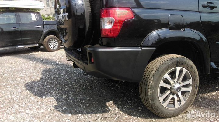 Силовой бампер задний с квадратом UAZ лифт, белый