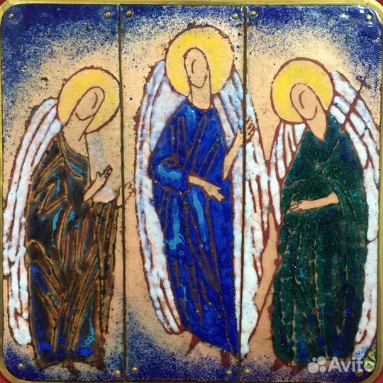 Картина Святая Троица ювелирная эмаль А.Авдеев