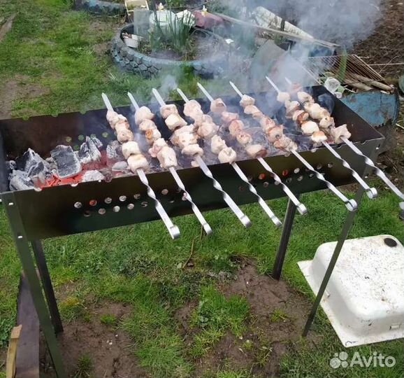 Большой сборный стальной мангал 90х90х30 см новый