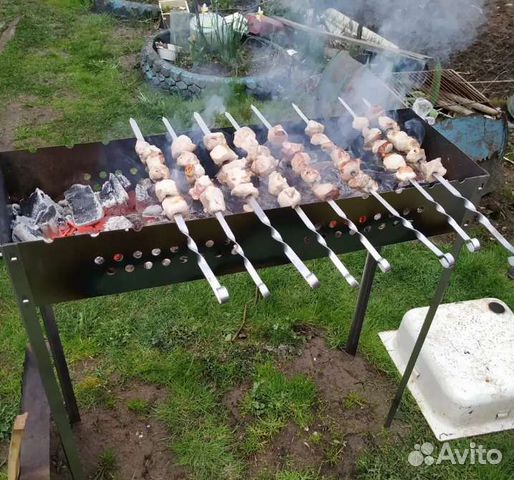 Большой сборный стальной мангал 90х90х30 см новый