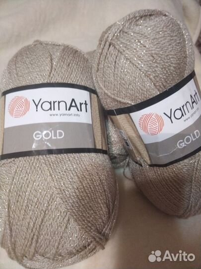 Пряжа YarnArt Gold 9048 бежевый с люрексом