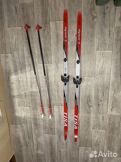 Лыжи беговые Tisa палки larsen