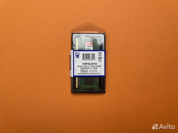 DDR3 L 4 GB 1600 mhz Kingston для Ноутбука Новая
