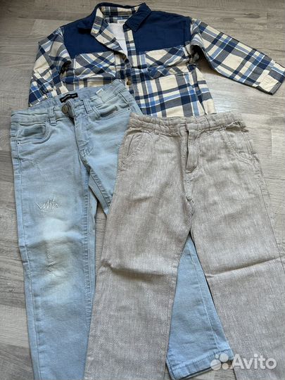 Zara 110 рубашка, джинсы, брюки