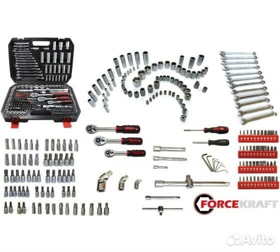 Набор инструментов forcekraft 216пр, 1/4''3/8''1/2