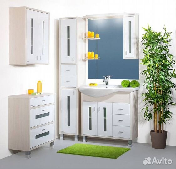 Зеркало Бриклаер Бали 90 светлая лиственница, белый глянец, R