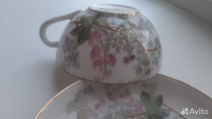 Чайная пара 19 век костяной фарфор