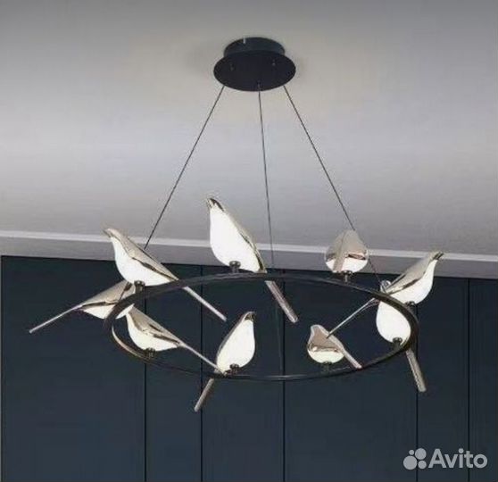 Люстра, светильник хром птички Nomi