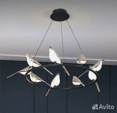 Люстра, светильник хром птички Nomi