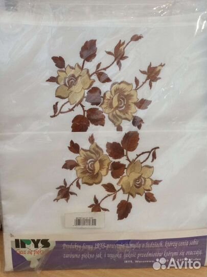 Скатерть белая, хлопок, с вышивкой 160х90